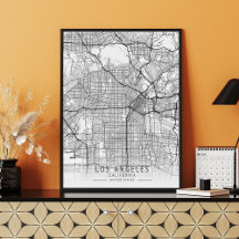 Mapa de Rua Contemporâneo de Los Angeles Califórni