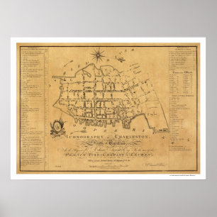 Poster Mapa de ruas 1788 do SC de Charleston