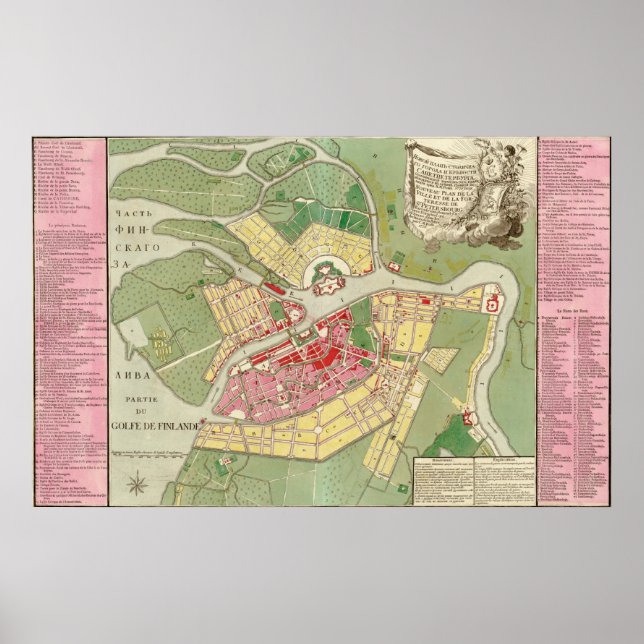 Poster Mapa de Ruas de 1776. Petersburgo (Frente)