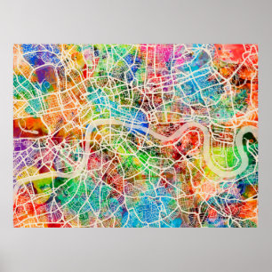 Pôster Mapa de ruas de Londres Inglaterra