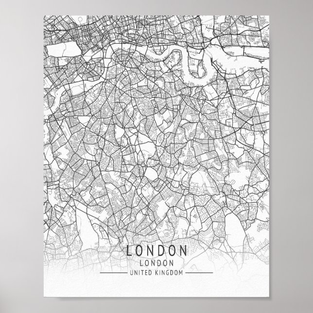 Poster Mapa de ruas de Londres moderno, Inglaterra (Frente)