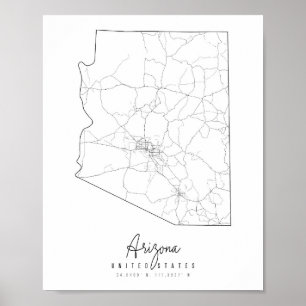 Poster Mapa de Ruas Mínimas da arizona