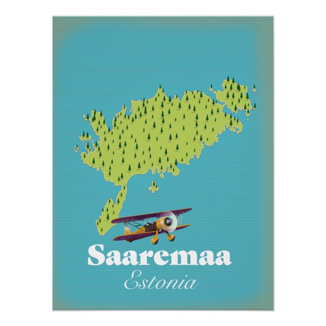 Pôster Mapa de Saaremaa Estônia (Frente)