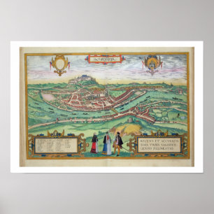 Poster Mapa de Salzburg, de "Civitates Orbis Terrarum" b
