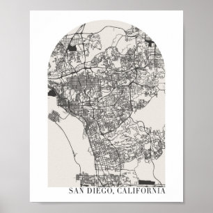 Poster Mapa de San Diego California Boho Minimamente