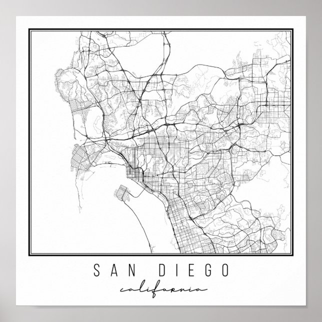Poster Mapa de San Diego California Street (Frente)