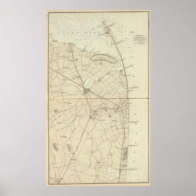 Poster Mapa de Sandy Hook para Tubarão (Frente)