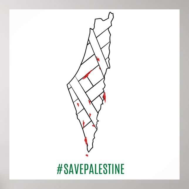 Poster Mapa de sangramento da Palestina - Liberdade para  (Frente)