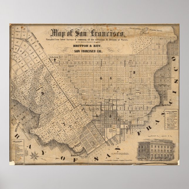 Pôster Mapa de São Francisco (Frente)