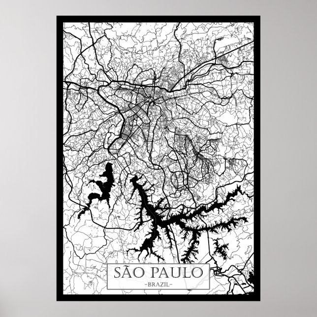 Poster Mapa de São Paulo Brasil (Frente)