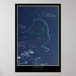 Pôster Mapa de Satélite da Micronésia de Chuuk Truk
