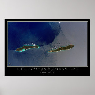 Poster Mapa de Satélite das Ilhas Cayman e Cayman Brac