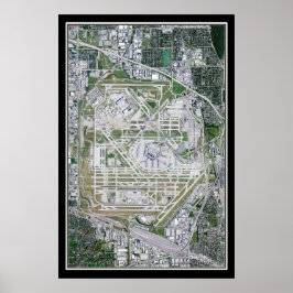 Poster Mapa de Satélite do Aeroporto Internacional de Chi