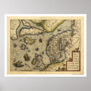 Pôster Mapa de Scandanavia por Ortelius 1570
