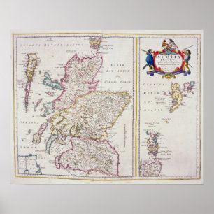Poster Mapa de Scotland, c.1700