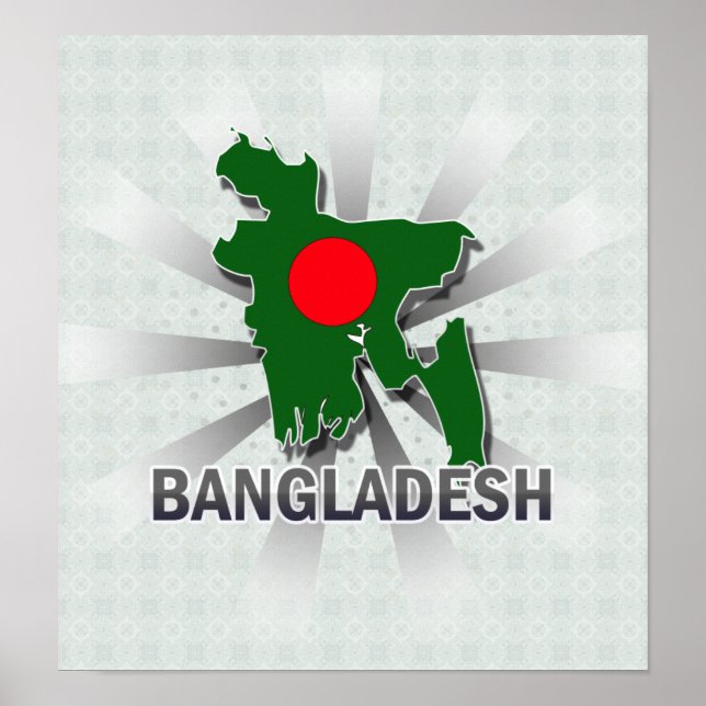 Pôster Mapa de Sinalizador de Bangladesh 2.0 (Frente)