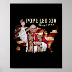 Poster Mapa de Sinalizador do Papa deus abençoe Leo Xiv A