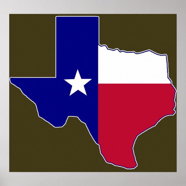 Pôster Mapa de Sinalizador do Texas (Frente)
