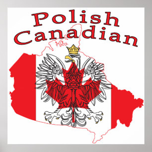 Pôster Mapa de Sinalizador Polonês Canadense