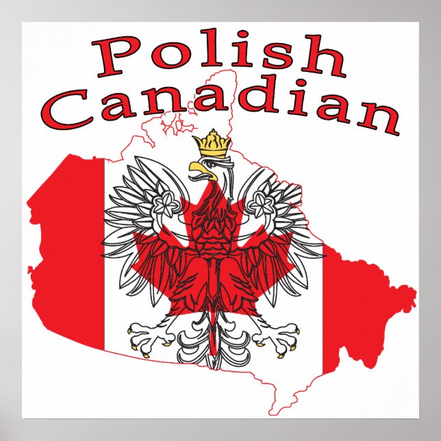Pôster Mapa de Sinalizador Polonês Canadense (Frente)