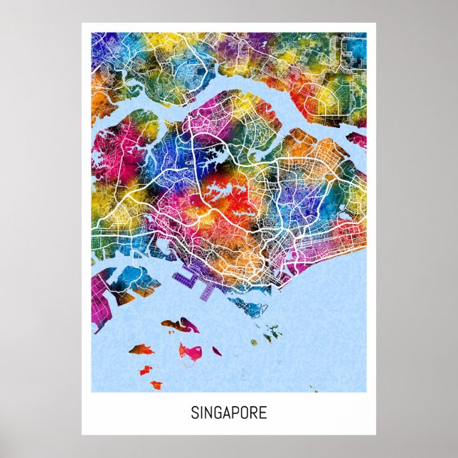 Poster Mapa de Singapura (Frente)
