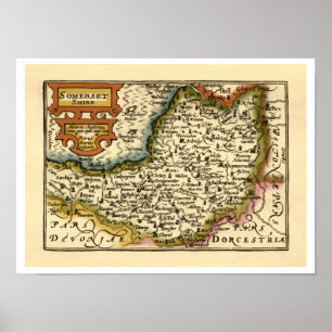 Pôster Mapa de "Somersetshire" o Condado de Somerset