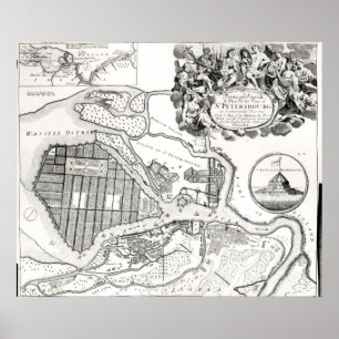 Pôster Mapa de St Petersburg