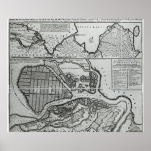 Pôster Mapa de St Petersburg, c.1750