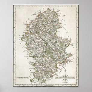 POSTER MAPA DE STAFFORDSHIRE, 1793