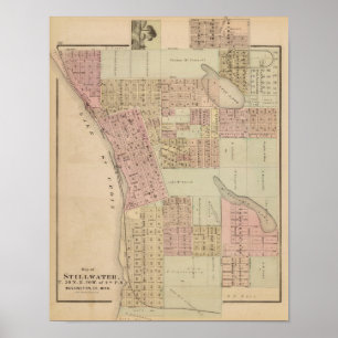Pôster Mapa de Stillwater, o Condado de Washington,