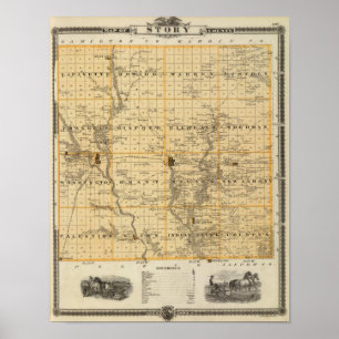 Pôster Mapa de Story County, estado de Iowa