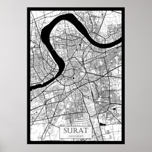 Poster Mapa de Surat Gujarat