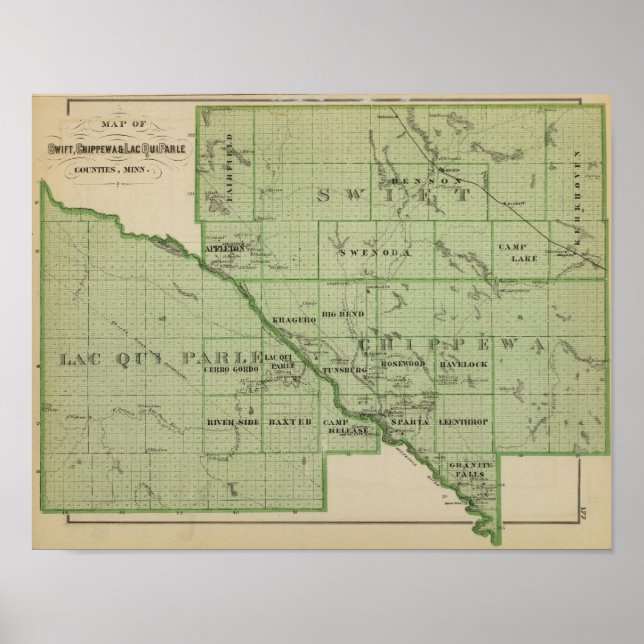 Poster Mapa de Swift, Minnesota (Frente)