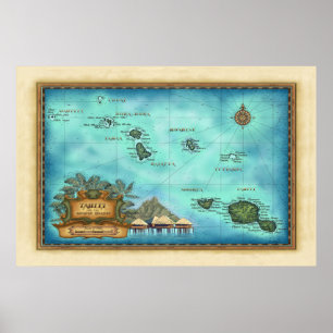 Pôster Mapa de Tahiti