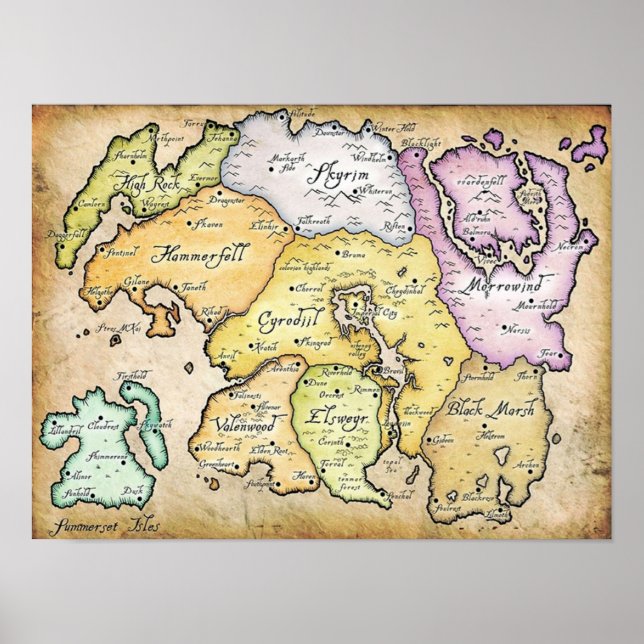 Poster Mapa de Tamriel (Frente)