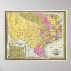 Pôster Mapa de Texas