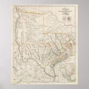 Pôster Mapa de Texas