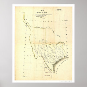 Pôster Mapa de Texas & de estados mexicanos pelo curtidor