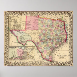 Poster Mapa de Texas por Mitchell
