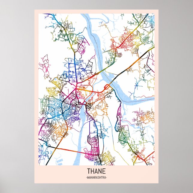 Poster Mapa de Thane Maharashtra (Frente)
