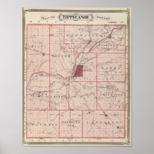 Poster Mapa de Tippecanoe County