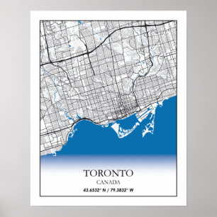 Poster Mapa de Toronto Ontario Canada Viagem City