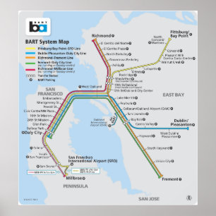 Poster Mapa de Trem da BART