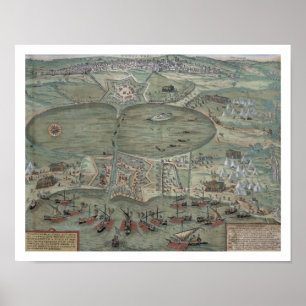 Pôster Mapa de Tunes, de "Civitates Orbis Terrarum" por G