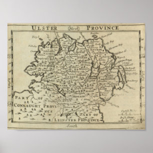 Pôster Mapa de Ulster