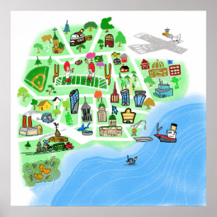 Poster Mapa de um Porto Imagino