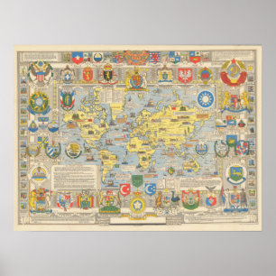 Poster Mapa de United Nations do mundo