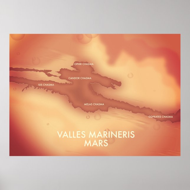 Poster mapa de Valles marineris em Marte (Frente)