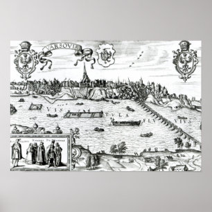 Pôster Mapa de Varsóvia, de "Civitates Orbis Terrarum"