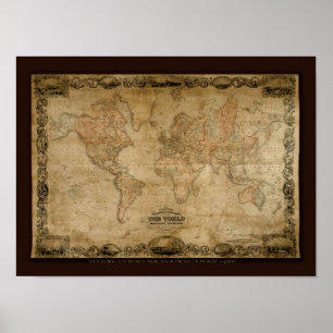 Pôster Mapa de Velho Mundo c1847 de COLTONS